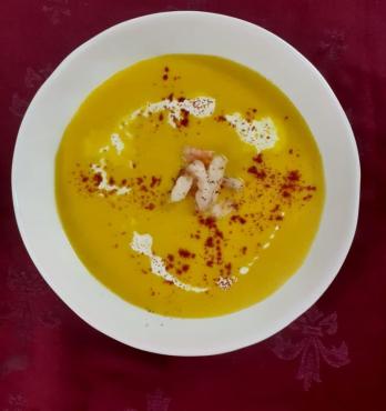 Суп-пюре тыквенный с креветками