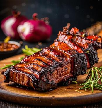 Свиные ребрышки на гриле в медовом соусе