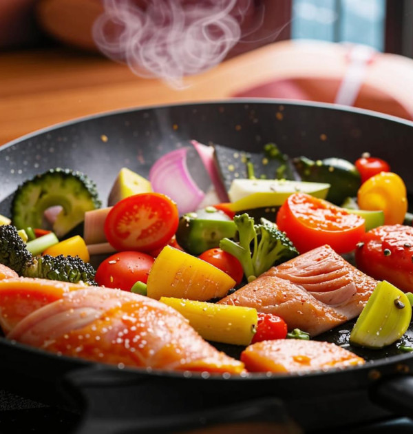 Рыбная солянка на сковороде