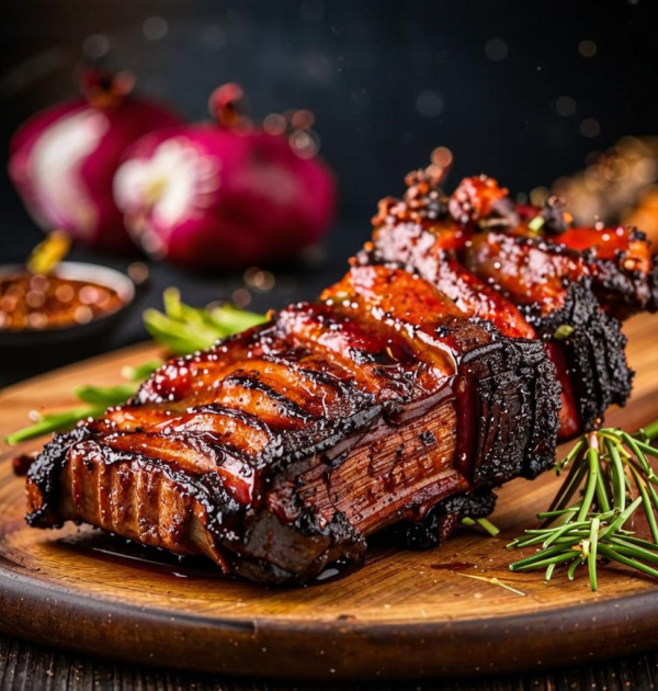 Свиные ребрышки на гриле в медовом соусе